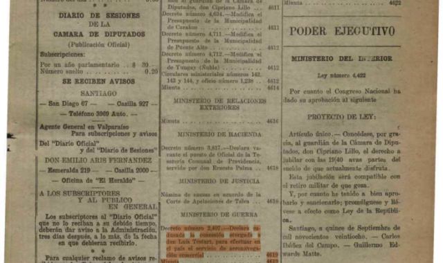 DIARIO OFICIAL 1928-09-27: Ministerio de Guerra declara caducacion Línea Aerea DIARIO OFICIAL 1928-09-27: Ministerio de Guerra declara caducacion Línea Aerea